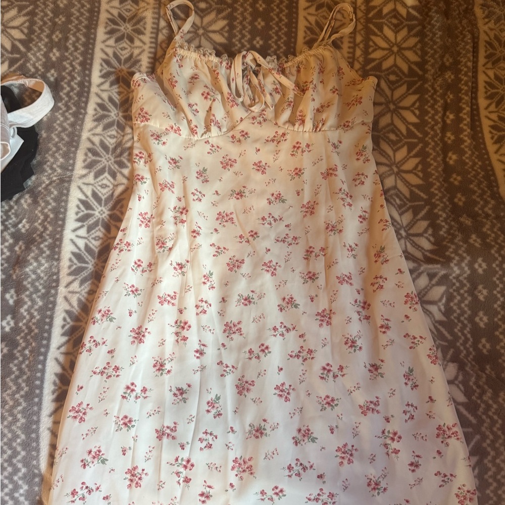 SHEIN Floral Mini Dress - Cream and Pink